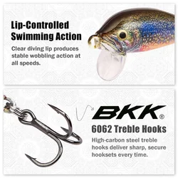 B&U Sinking Minnow para trucha: señuelo duro Jerkbait con anzuelo BKK