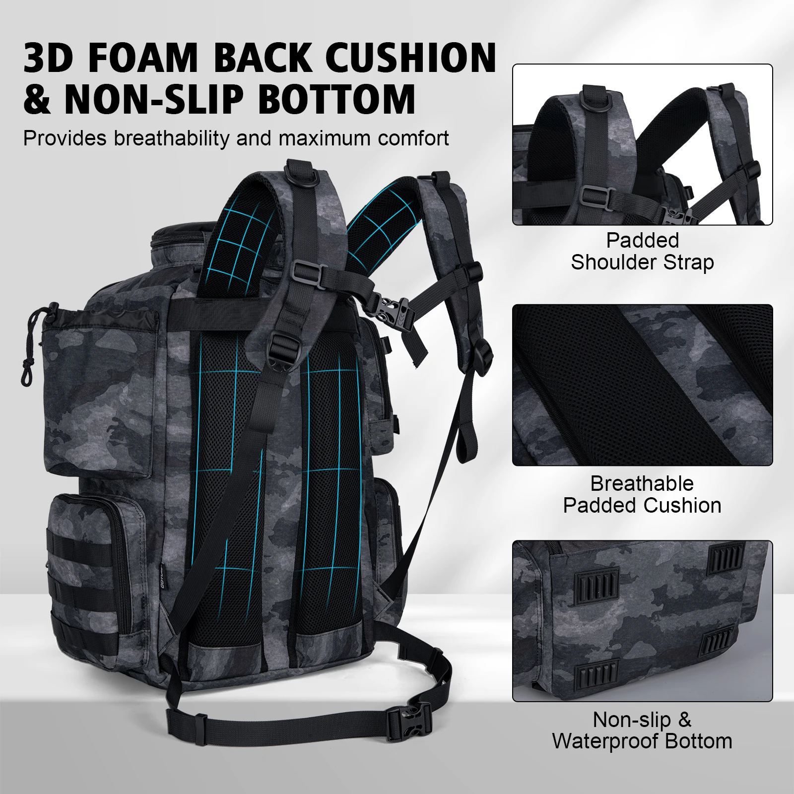 Mochila de pesca Goture 900D resistente al agua con cajas y cañas - imagen 3