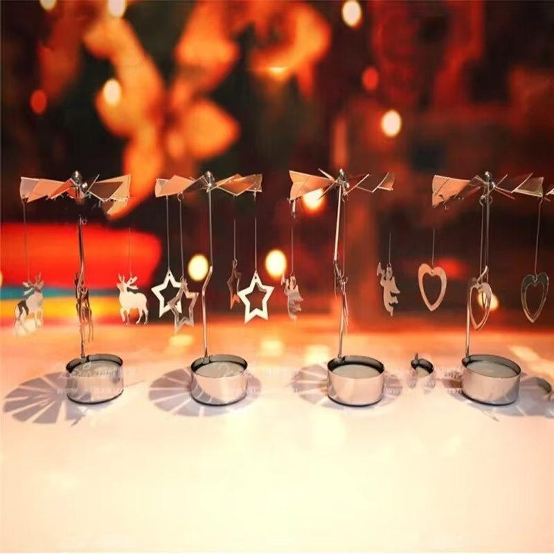 Candelabro navideño de metal con carrusel giratorio para la pesca - imagen 3