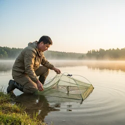 Red de pesca portátil malla grande jaula trampa para carpas