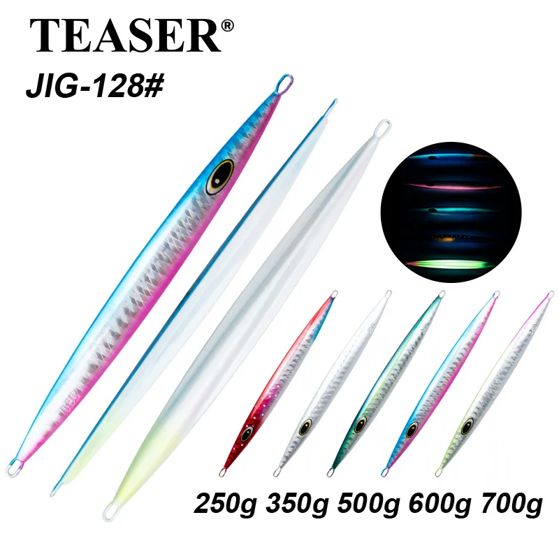 Señuelo metálico TEASER J128 para pesca en el mar, acción lenta