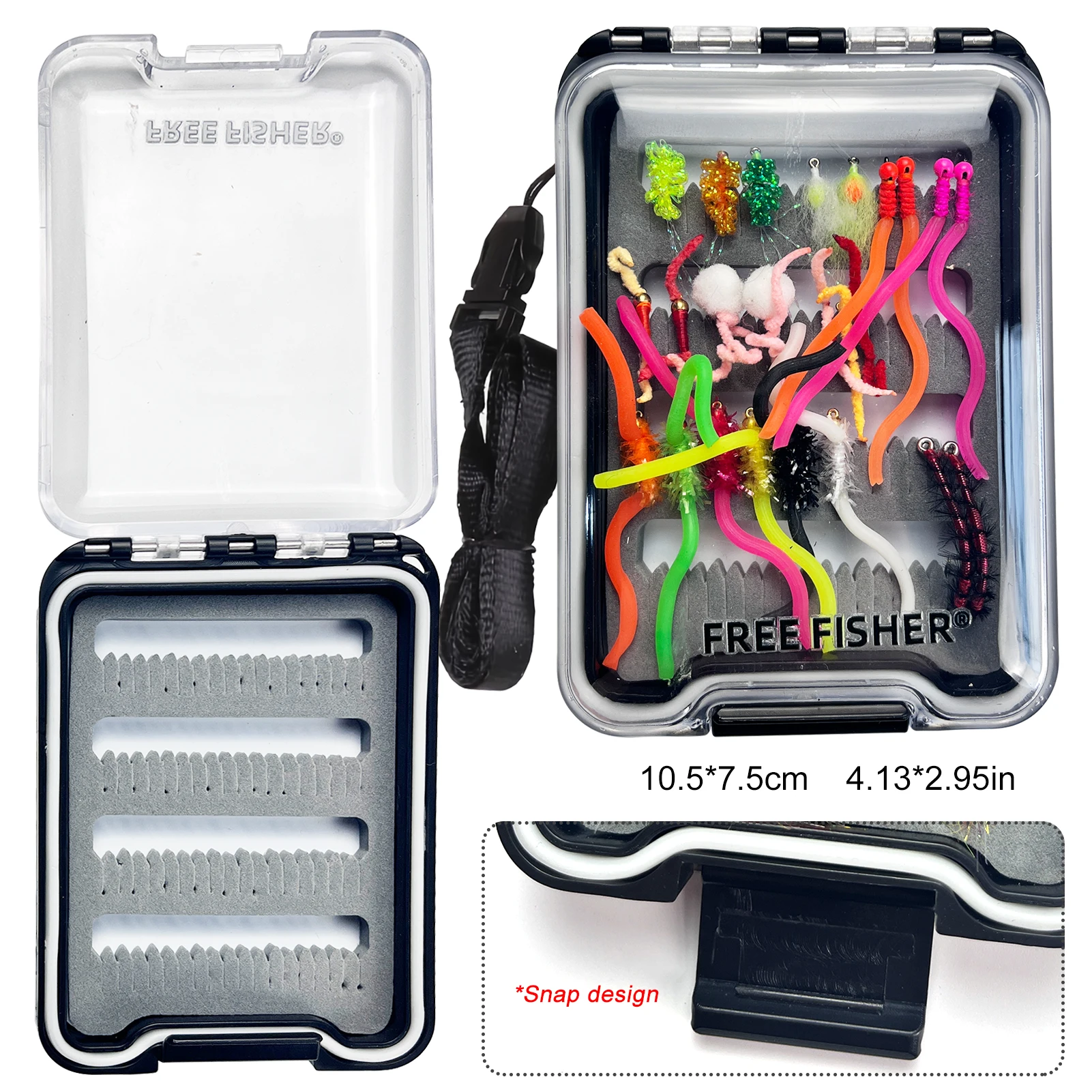 Moscas de pesca FREE FISHER con plumas y ninfa, caja EVA - imagen 5