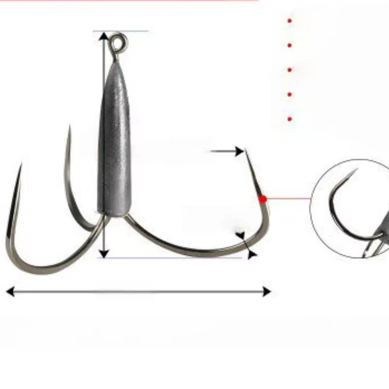 Anzuelos triples acero alto carbono con púas y cabeza jig plateada - imagen 4