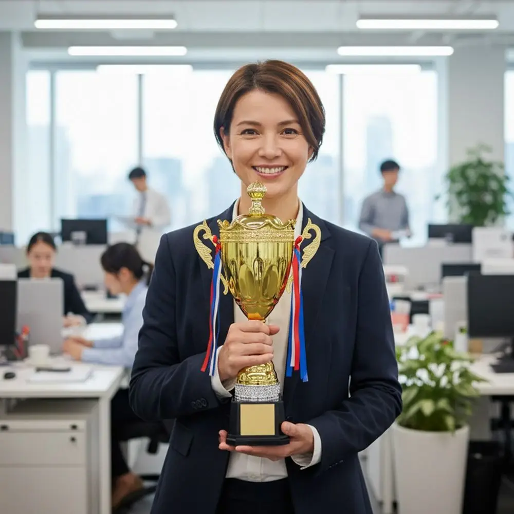 Trofeo dorado de premio con tapa grande escultura para ganadores - imagen 4