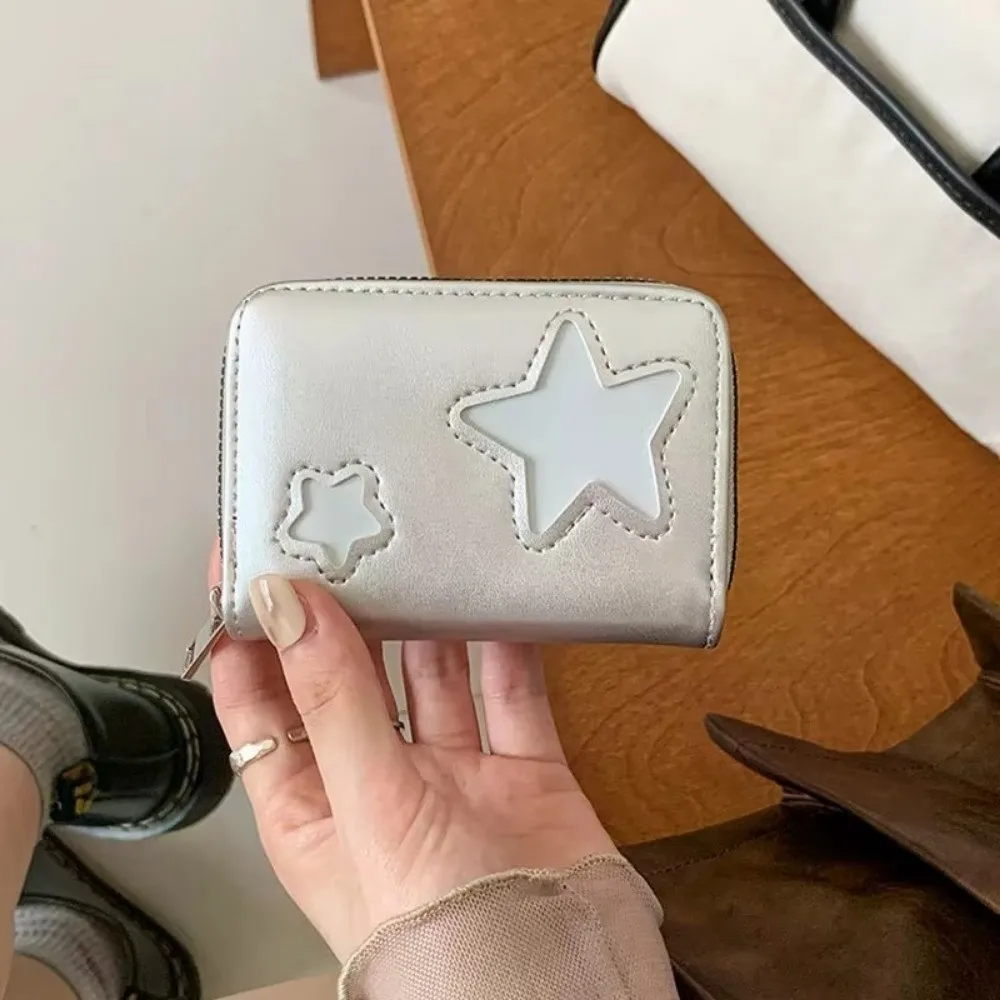 Cartera corta Silver Star gran capacidad con cremallera PU y ranuras - imagen 3