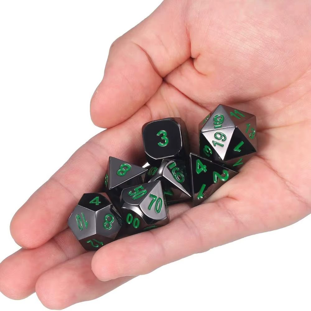 Set de dados metálicos de 7 piezas para Dungeons and Dragons