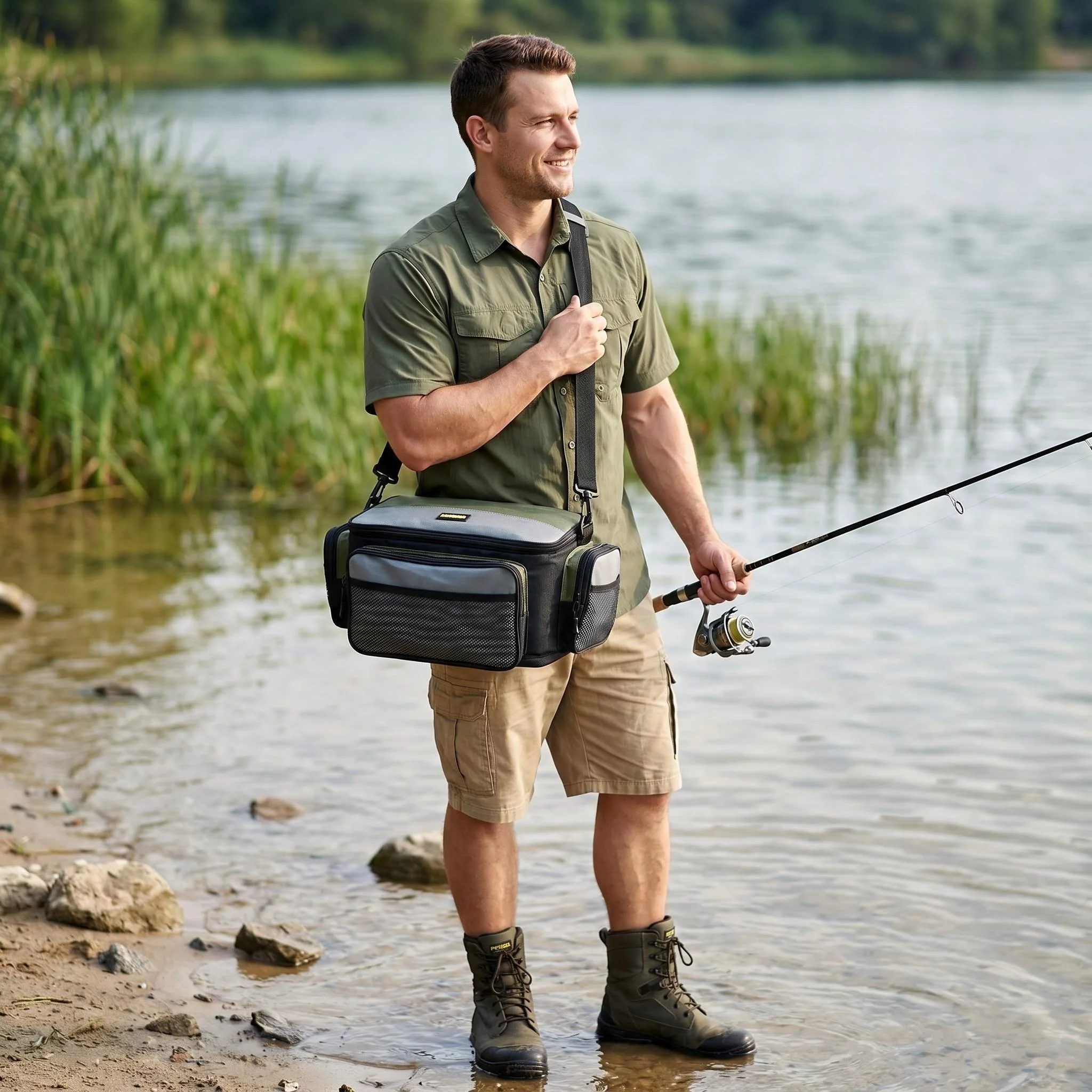 Bolsa de pesca impermeable HIRISI Oxford para carretes y accesorios - imagen 5