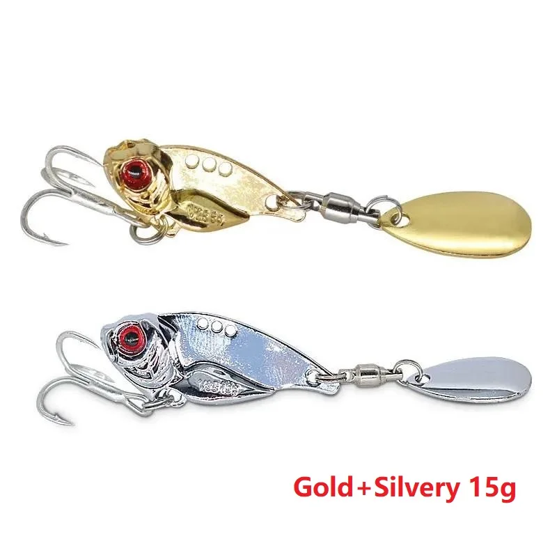 Señuelo VIB de metal dorado y plateado con lentejuelas giratorias - imagen 5