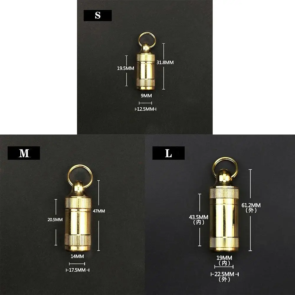 Porta pastillas de latón con llavero dorado