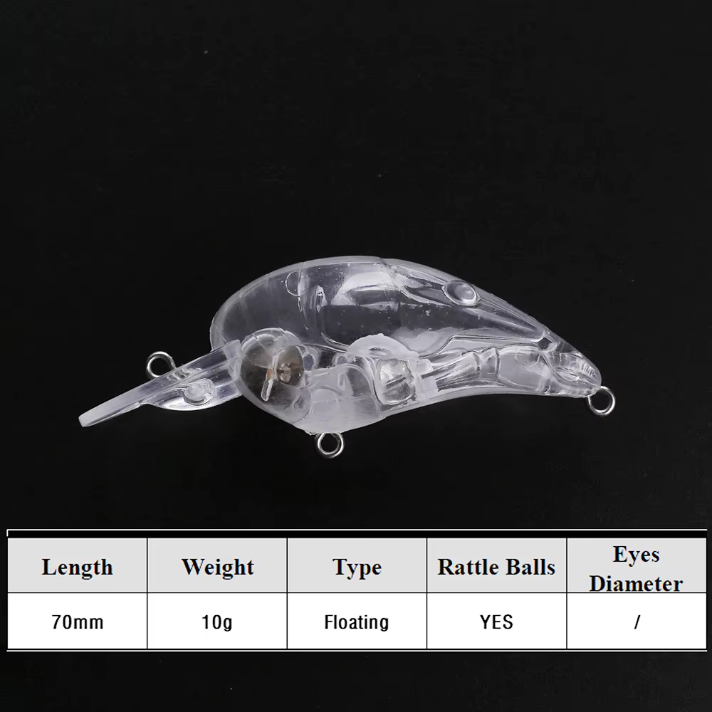 Cuerpos Crankbait transparentes Chan'sHuang DIY sin pintar - imagen 5