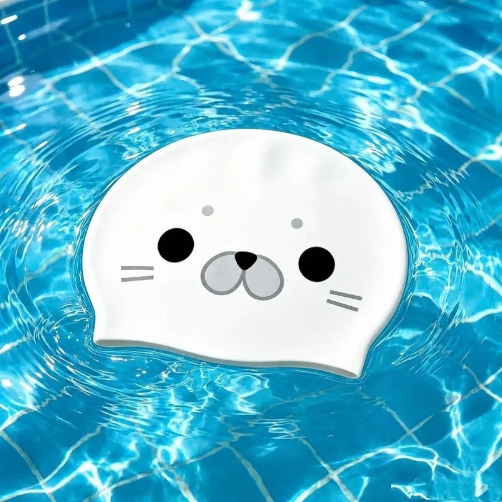 Gorro de natación de silicona impermeable estampado animales