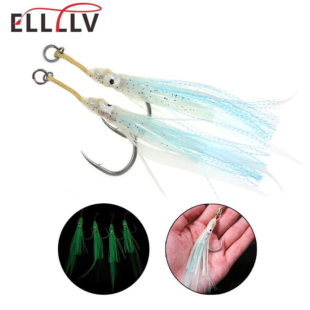 Anzuelo calamar luminoso ELLLV con falda y cordón Kevlar – Jigging lento - imagen 3