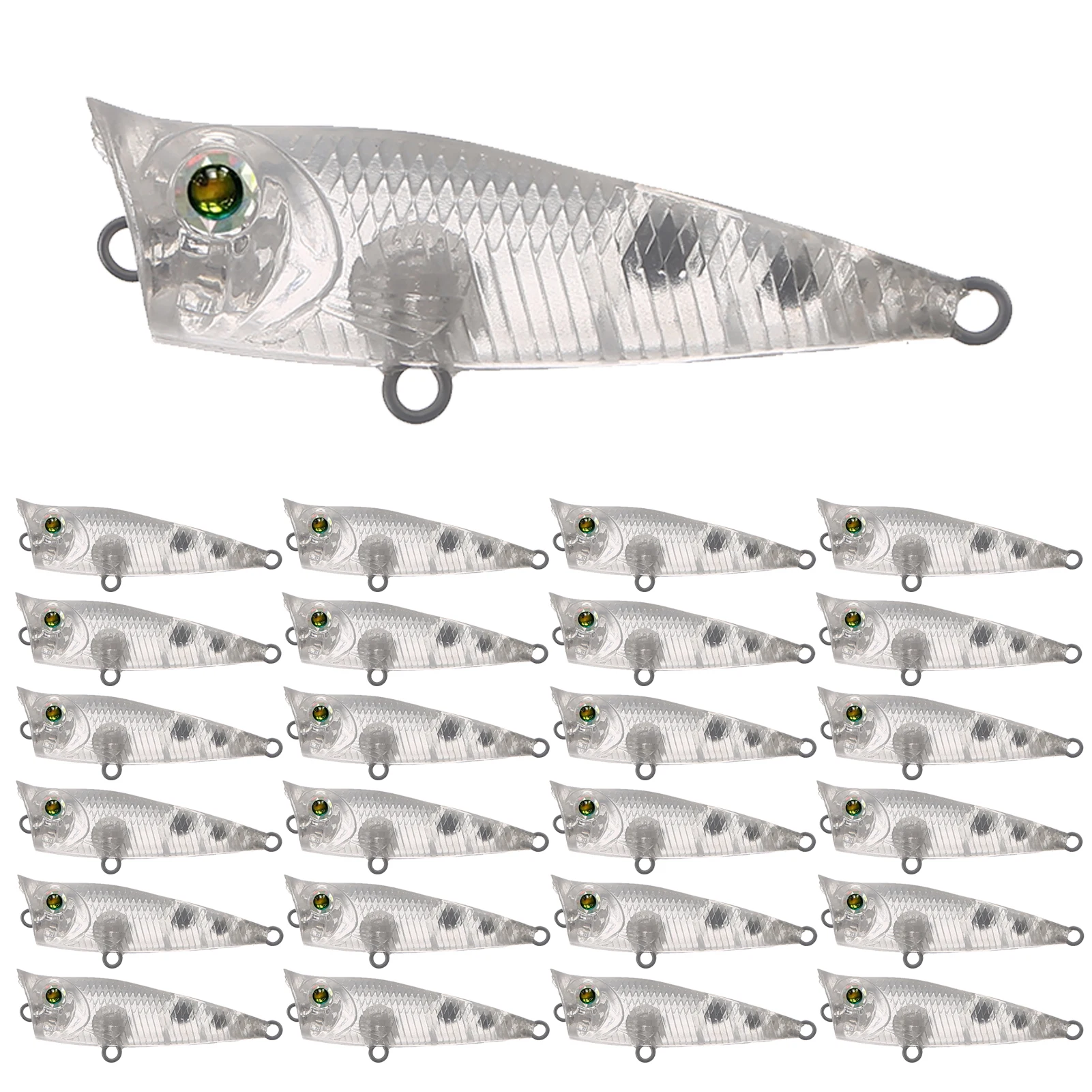 Popper Free Fisher Mini sin pintar – Cebo duro blanco superficie - imagen 2