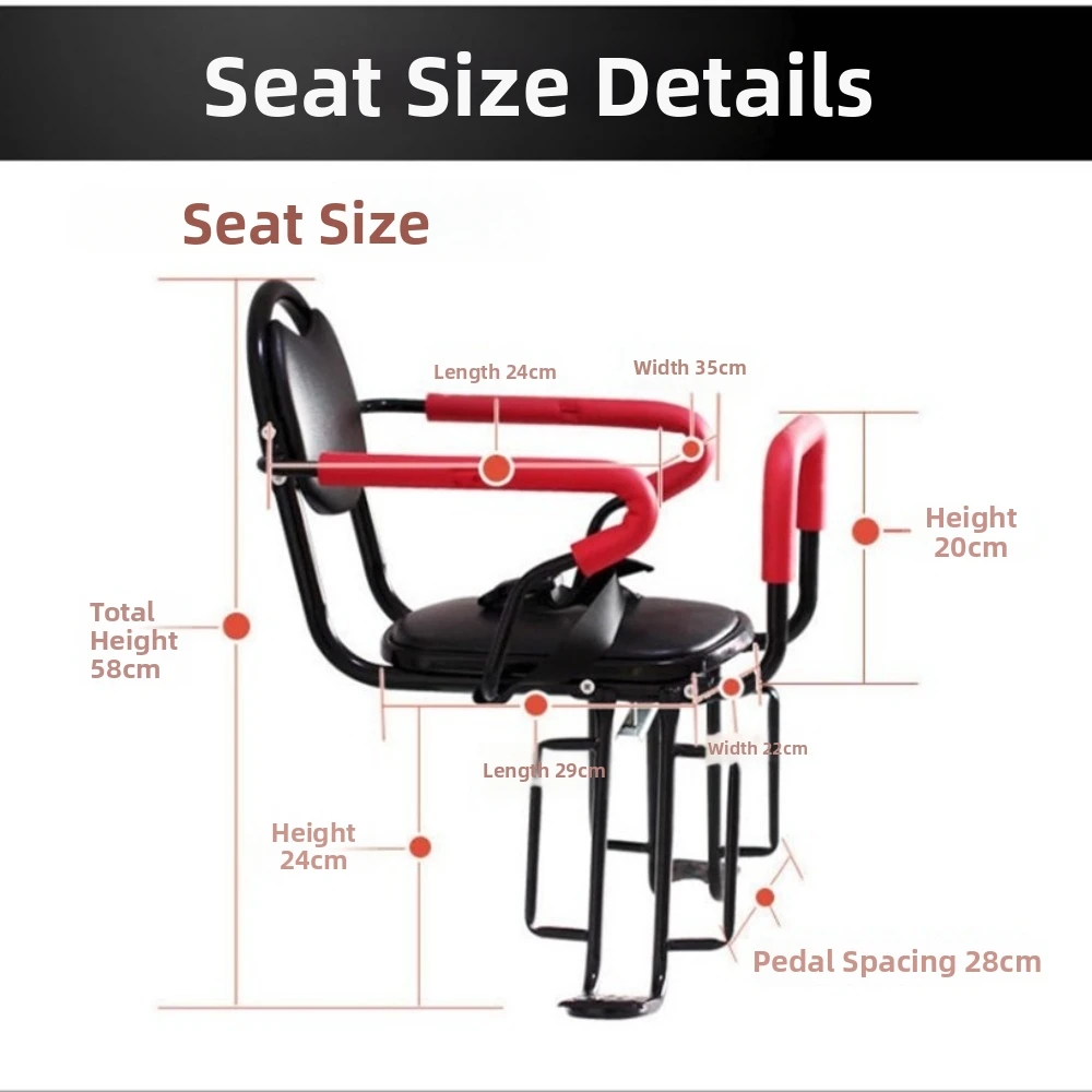 Asiento trasero para bicicleta unisex con reposabrazos de seguridad - imagen 5