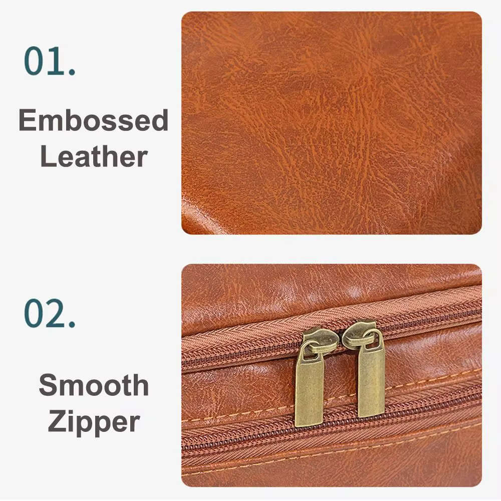 Neceser de Viaje de Cuero PU Vintage Hombre – Organizador de Aseo - imagen 5
