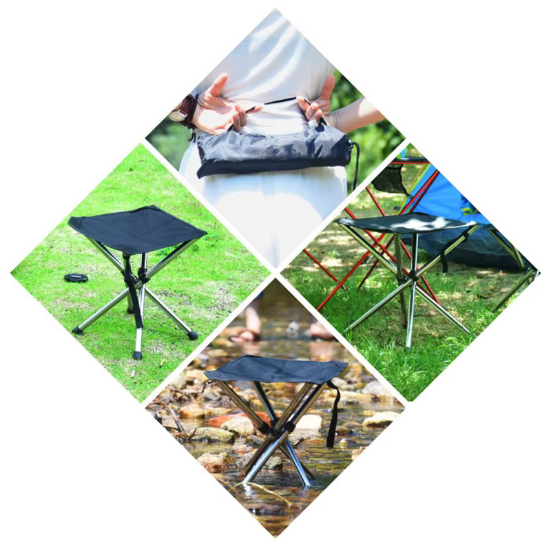 Silla de Pesca Plegable en Acero Inoxidable con Bolsa de Transporte