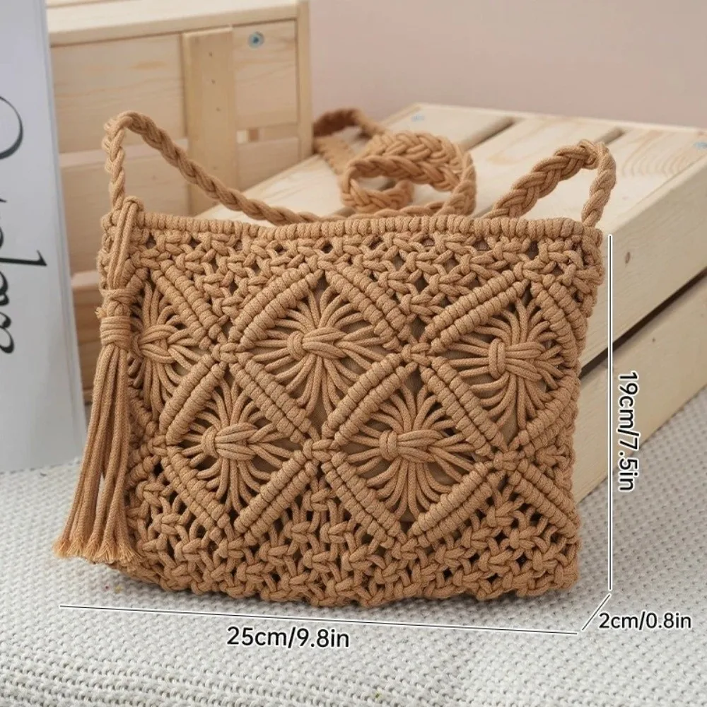 Bolso bandolera retro rectangular con borlas para pesca al aire libre - imagen 5