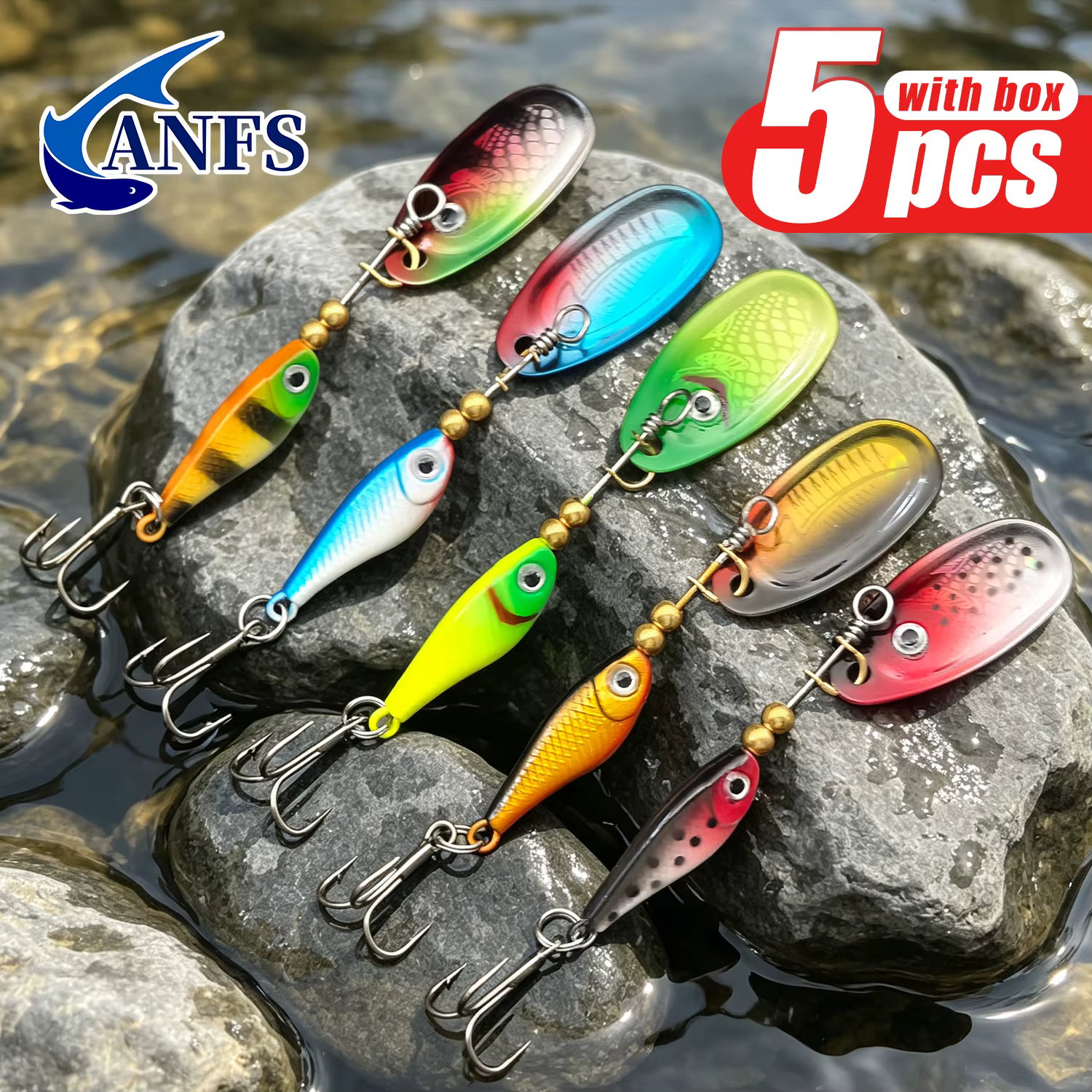 ANFS Cucharillas Giratorias para Pesca en Agua Dulce y Salada