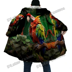 Capa Unisex con Capucha de Lana Gruesa – Estampado 3D Loro