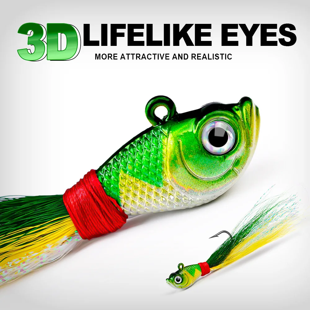 Señuelo jigging con plumas de ciervo, barba y ojos 3D - imagen 3