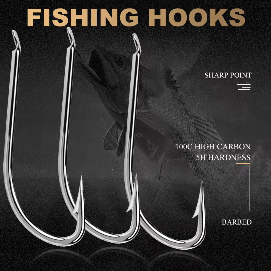 FTK Anzuelos de pesca acero alto carbono afilados estrechos para cebo - imagen 5