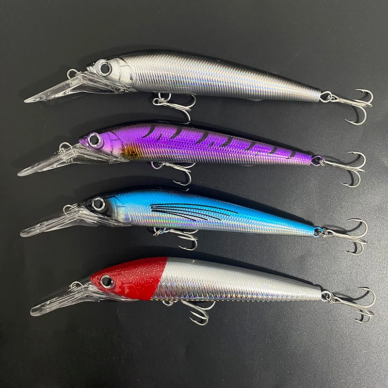 Wobbler Trolling Minnow hundimiento para lubina en mar profundo