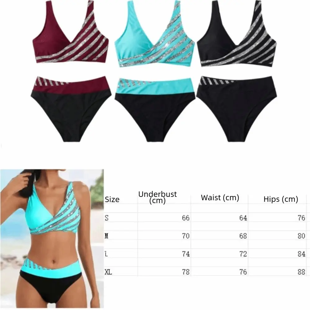 Bikini vintage de talle alto ajustable, dos piezas con cintura alta - imagen 4