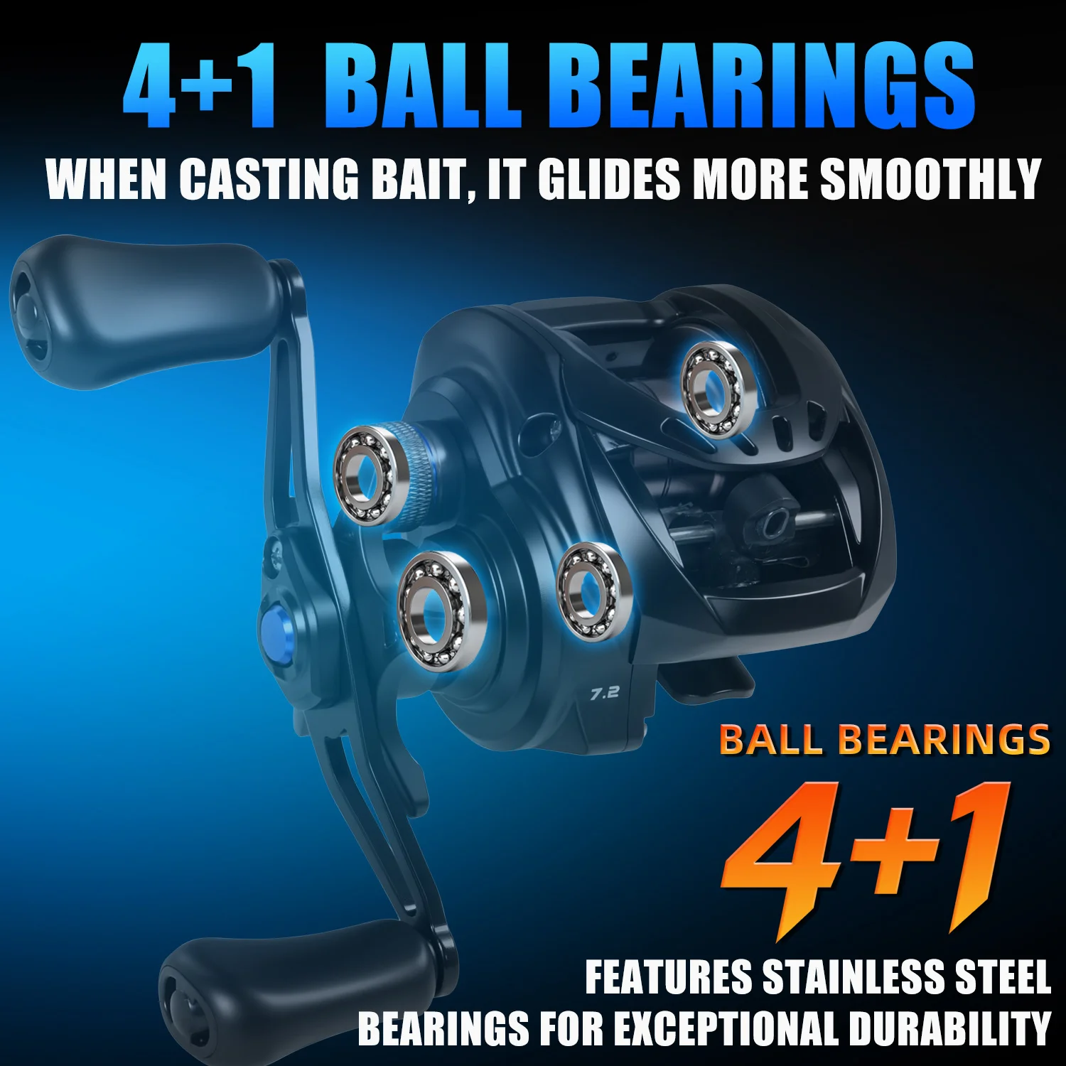 Carrete de pesca Sougayilang SSX-DC – Freno electrónico, relación 7.2:1, arrastre 10 kg - imagen 3