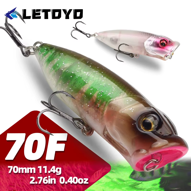 Popper LETOYO 70mm – Señuelo flotante para pesca de depredadores - imagen 5