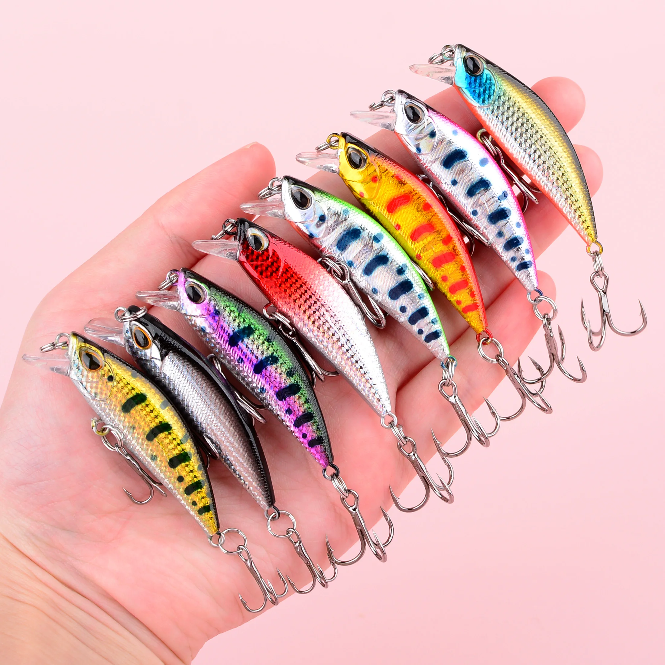 Señuelo Wobler Minnow de ojos 3D, plástico duro y acción tipo jig - imagen 2