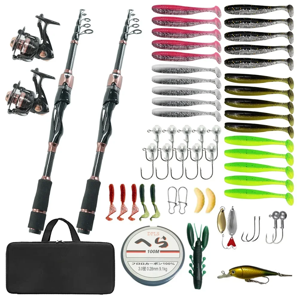 Kit de pesca BRAVMACK telescópico y bolsa