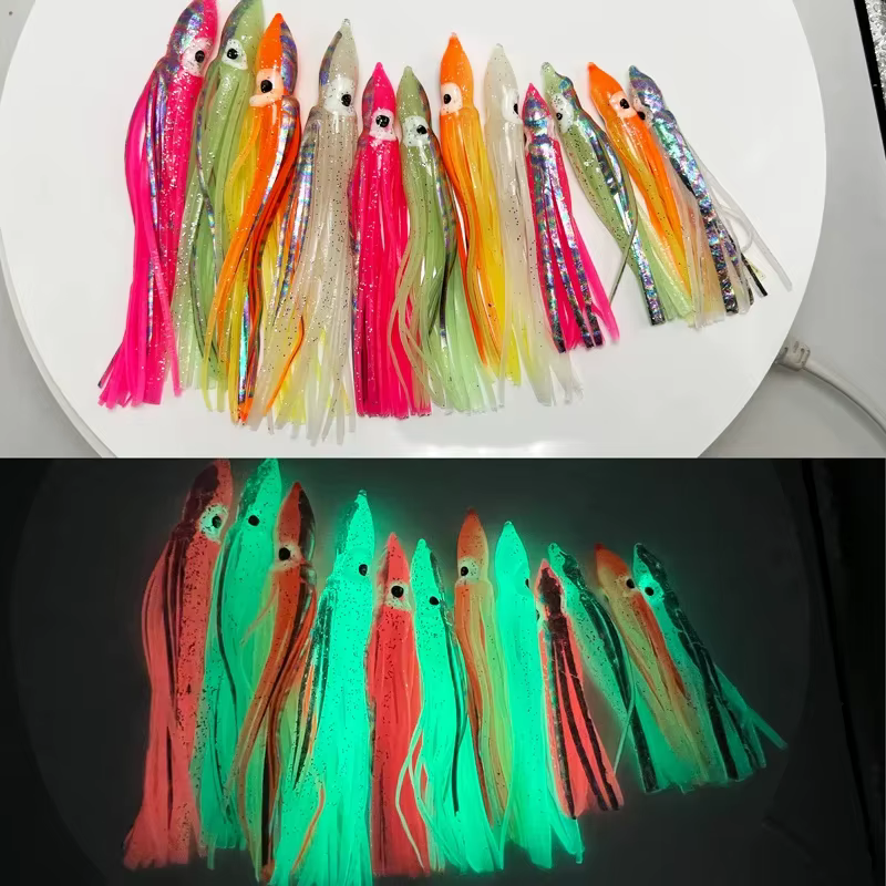 Señuelo de pulpo blando ZYZ – Luminoso con falda de calamar para mar - imagen 5