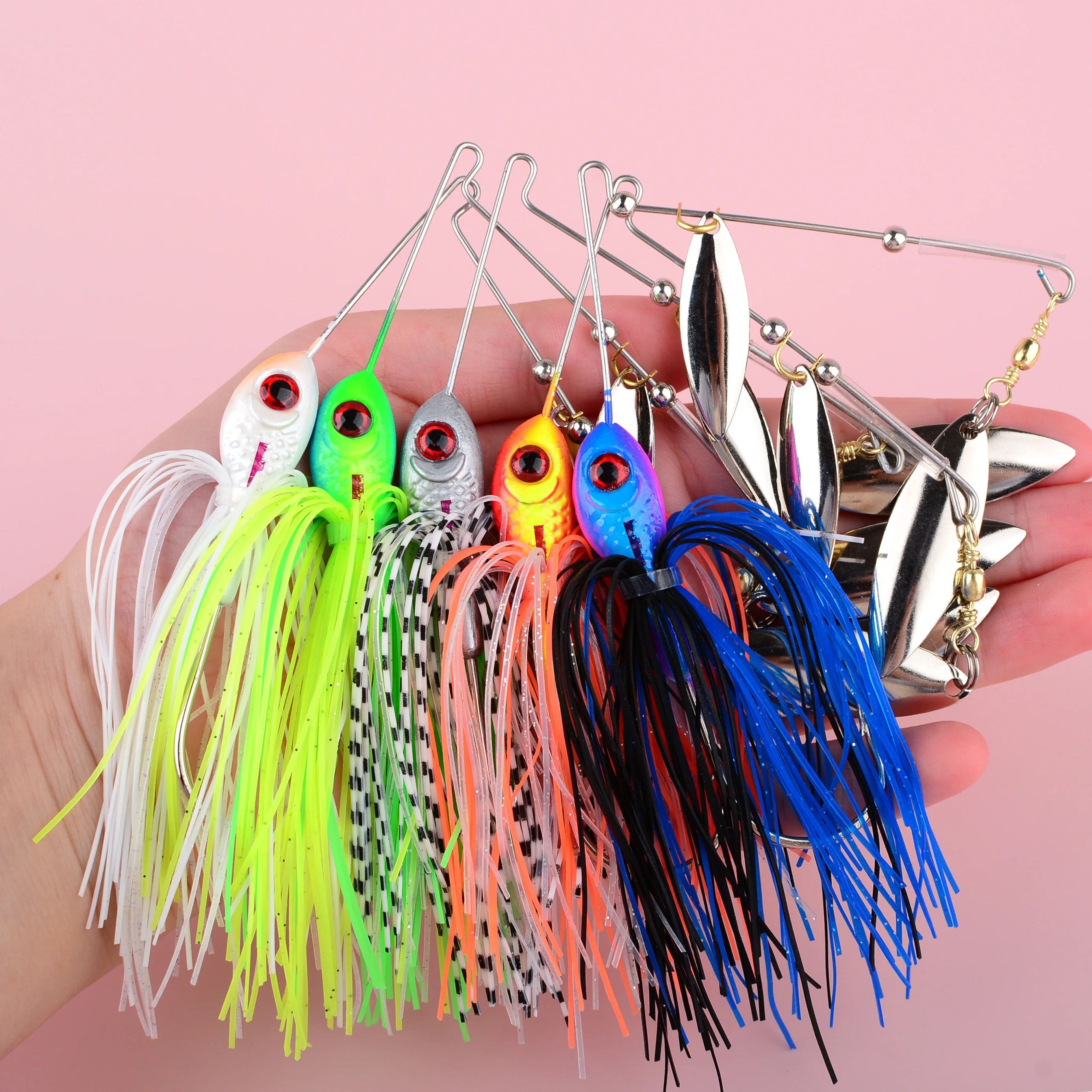 Spinnerbait doble aspa falda silicona anzuelo para lucio, trucha - imagen 3