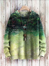 Jersey arcoíris acuarela unisex de punto con cuello redondo