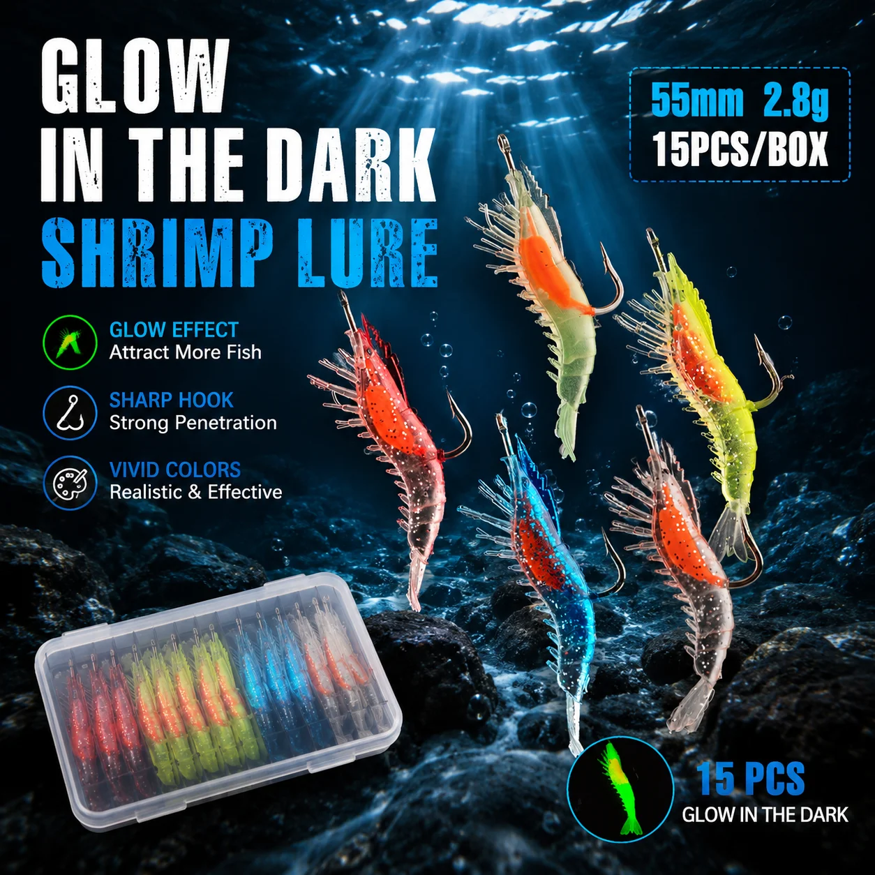 FishingFANS señuelo camarón luminoso biónico con anzuelo para invierno - imagen 3
