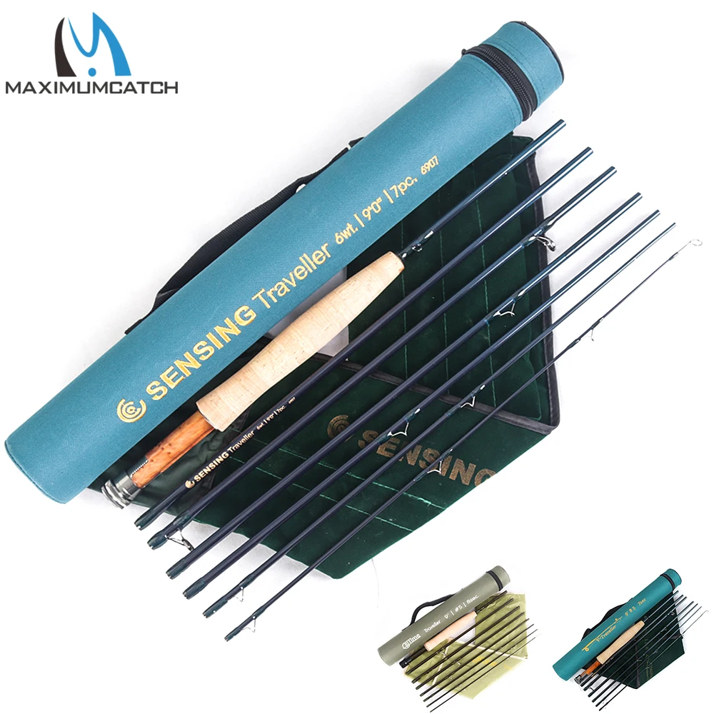 Caña de pesca con mosca MAXCATCH de fibra de carbono portátil
