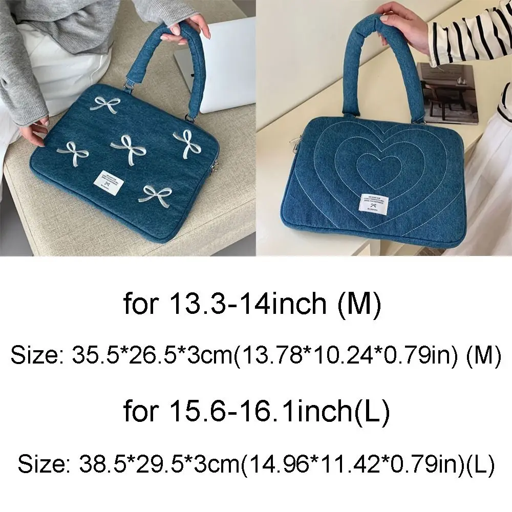 Bolso de portátil en mezclilla bordada