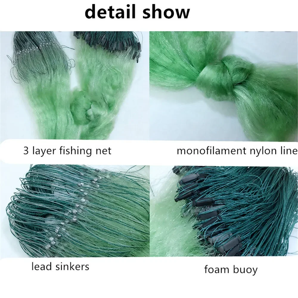 Red de pesca plegable de nylon verde multicapa - imagen 3