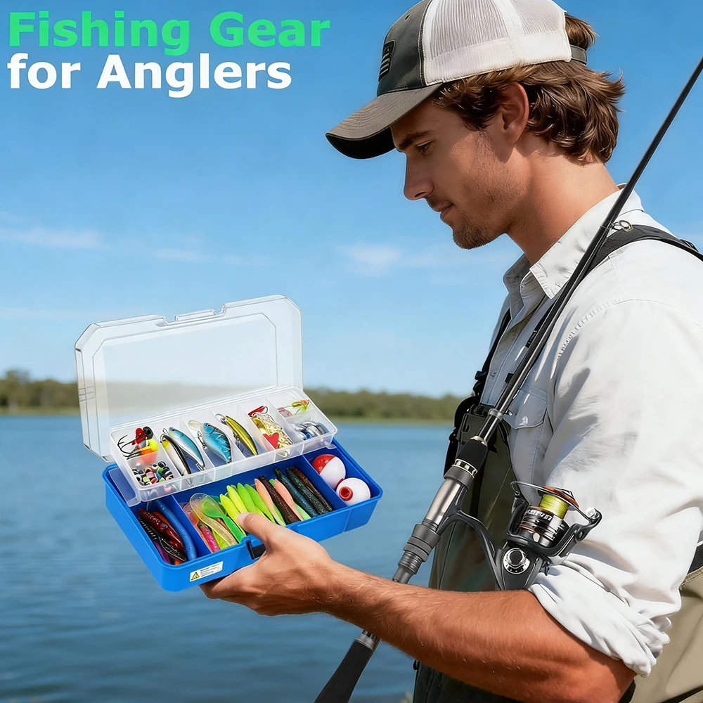 Vista completa del kit de pesca 373 piezas