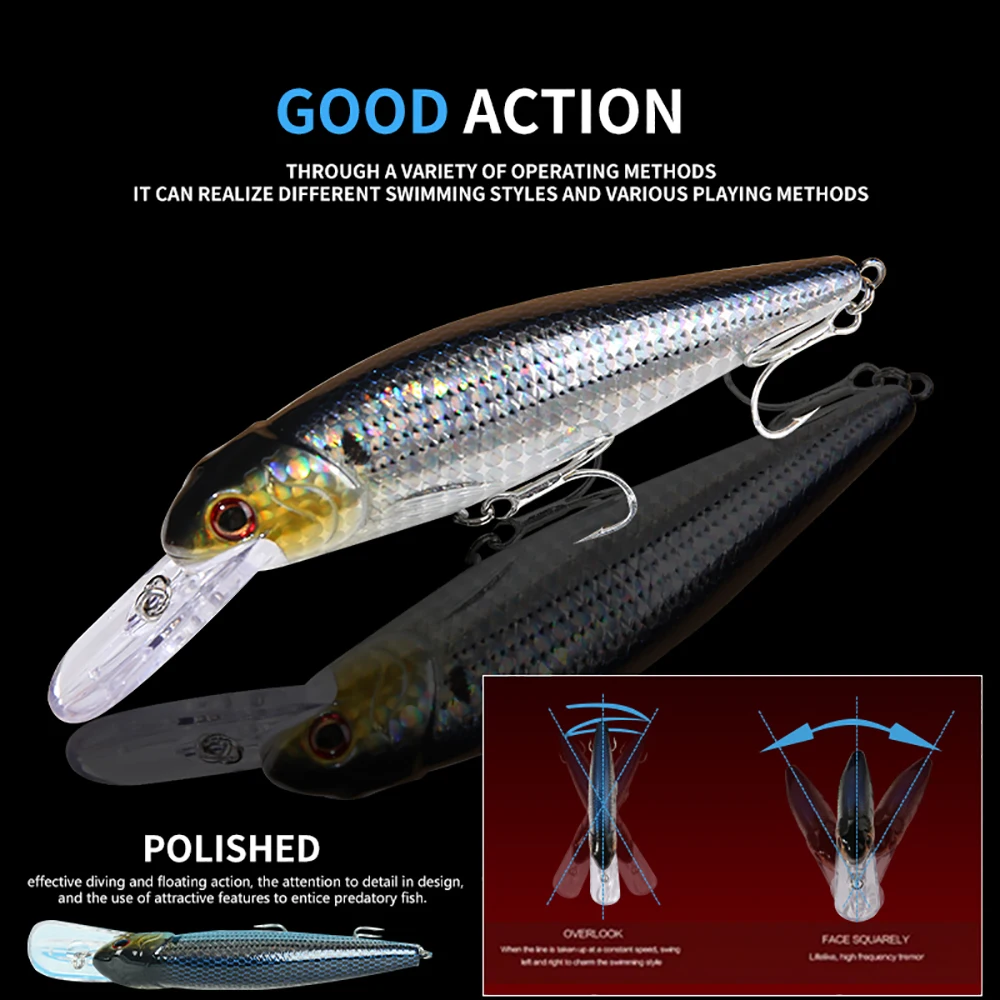 Señuelo Jerkbait Flotante – Wobbler con anzuelos triples para pesca de mar - imagen 5