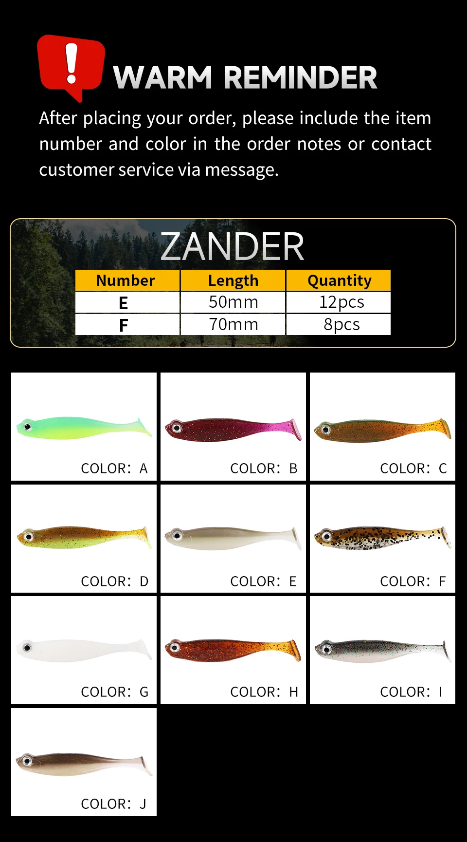 Señuelos blandos tipo shad y easy swimmer en pack