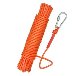 Cuerda de pesca flotante de nailon naranja con mosquetón para anclaje