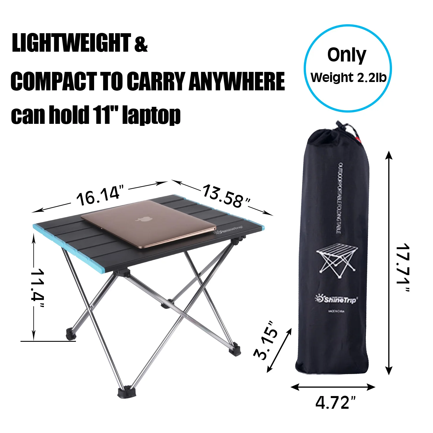 Mesa de camping con bolsa de transporte