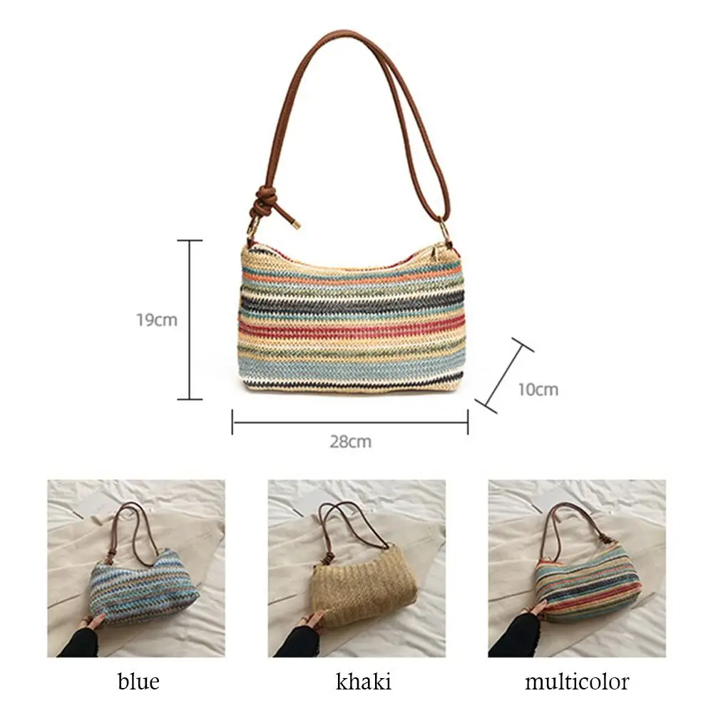 Bolso de paja trenzada en estilo bohemio