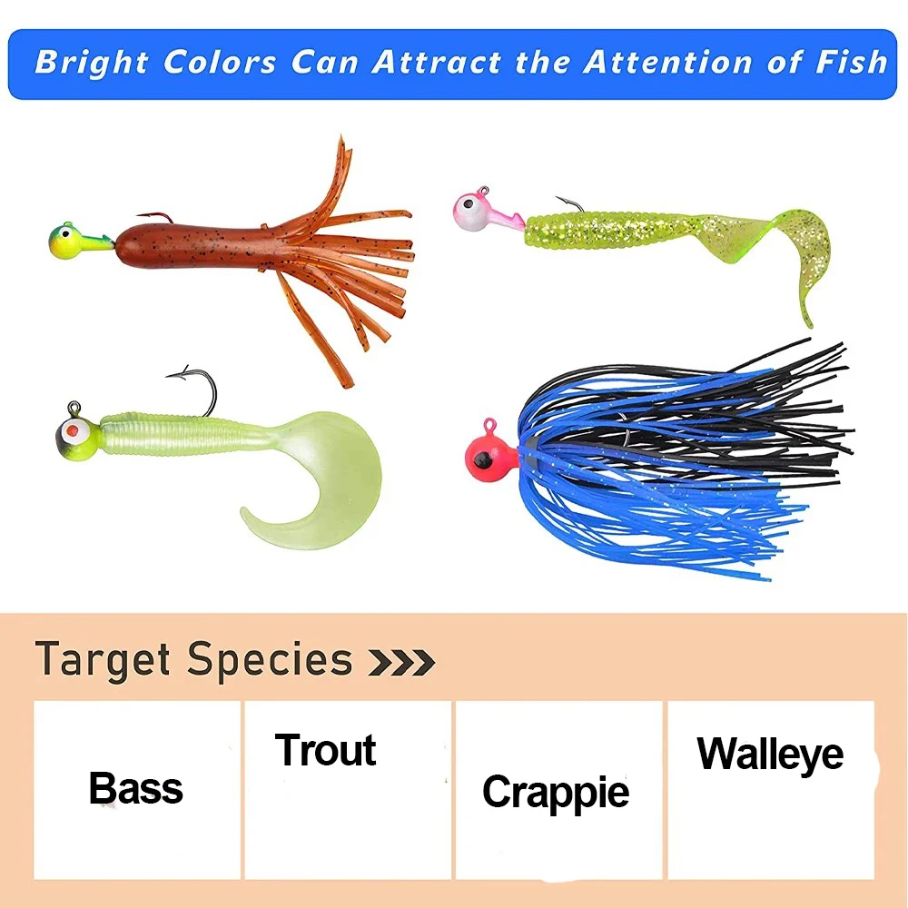 Variedad de cabezales jig en la caja
