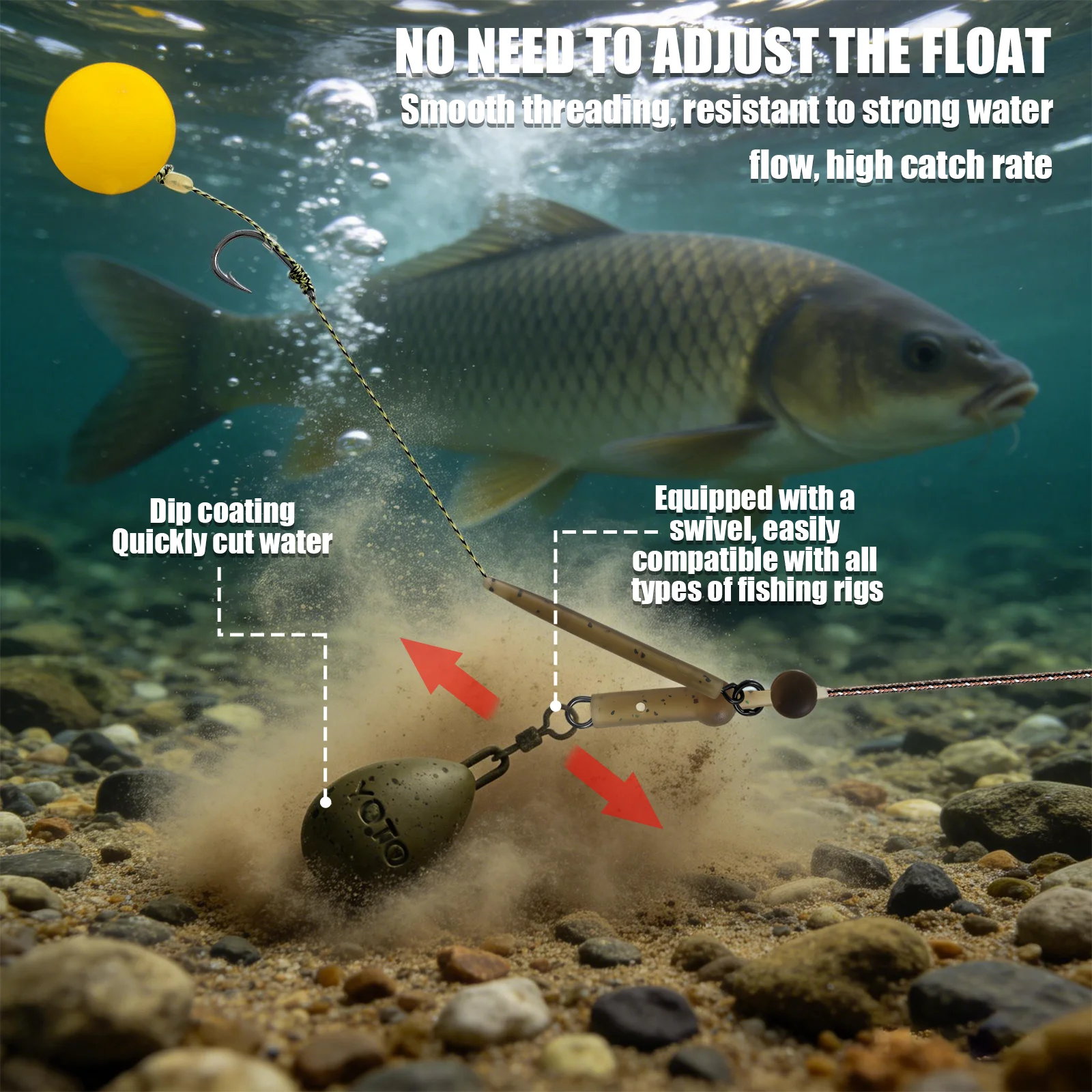 Plomos de pesca en gota YOTO con girador camuflaje - imagen 5