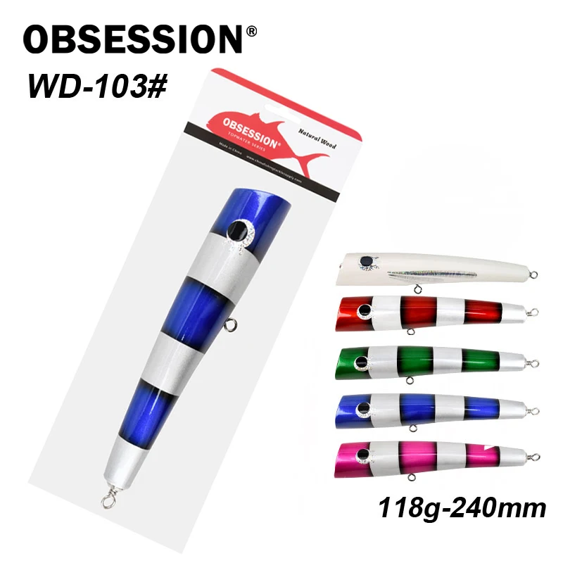 Obsession WD103 Popper de madera para pesca de atún en superficie - imagen 5
