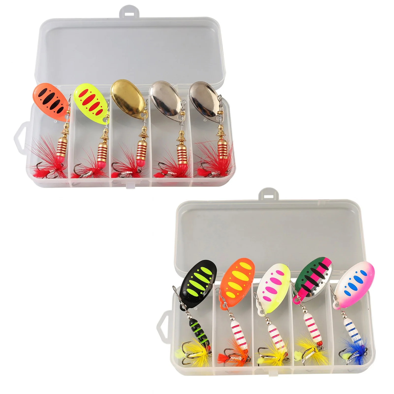 Spinnerbait de cuchilla de cobre y plumas para lubina - imagen 2