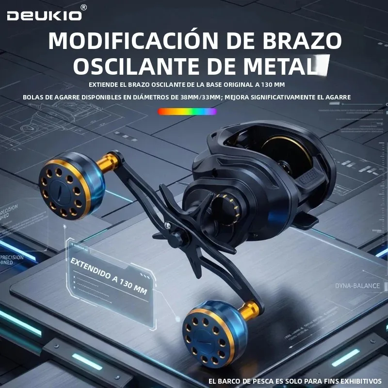 Manivela de repuesto para carrete baitcasting doble brazo basculante