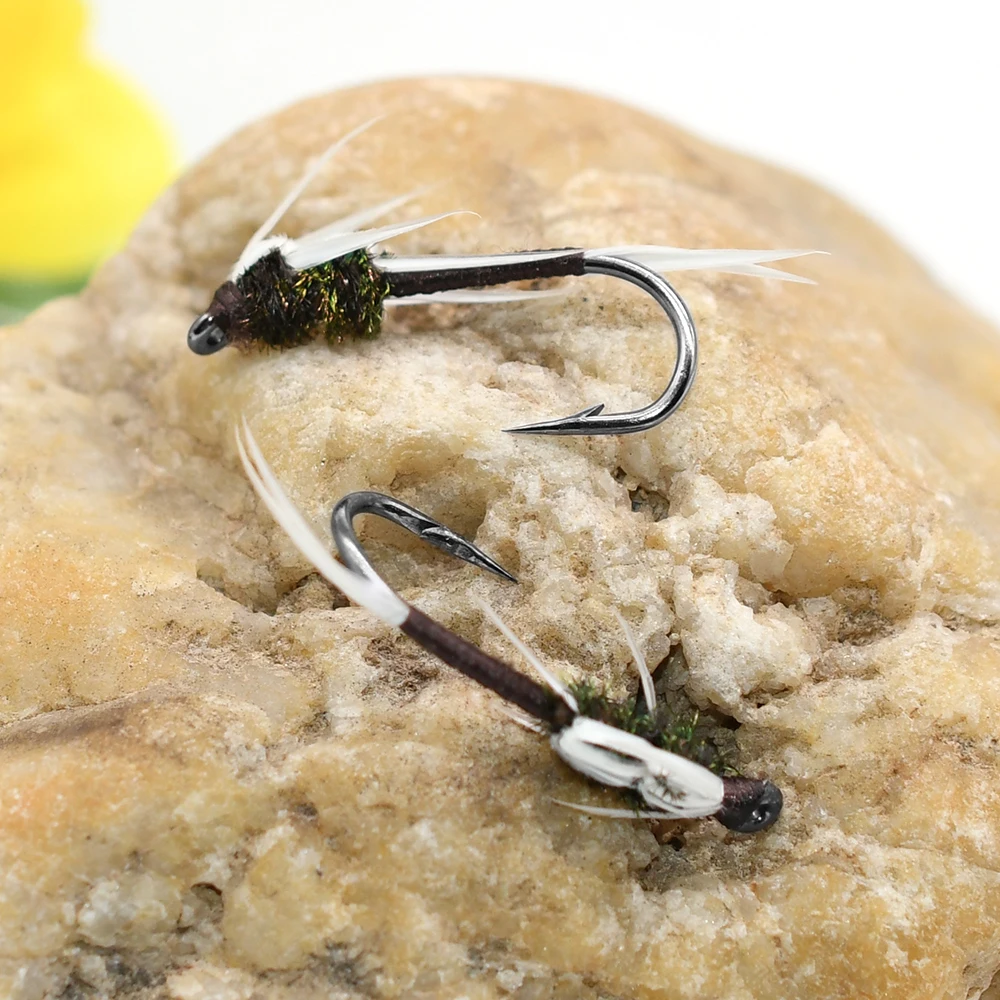 Ninfas MNFT #6 – Mosca seca para trucha con pluma blanca - imagen 2